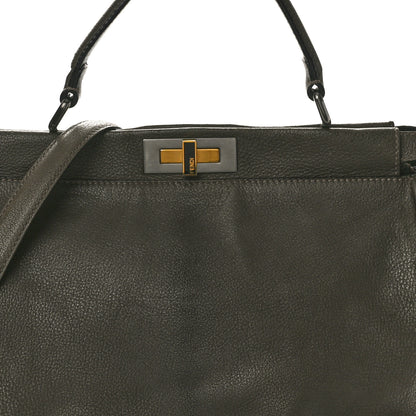 Fendi Goatskin Zucca Large Peekaboo Iconic Satchel Taupe Tobacco Moro 8 of 16