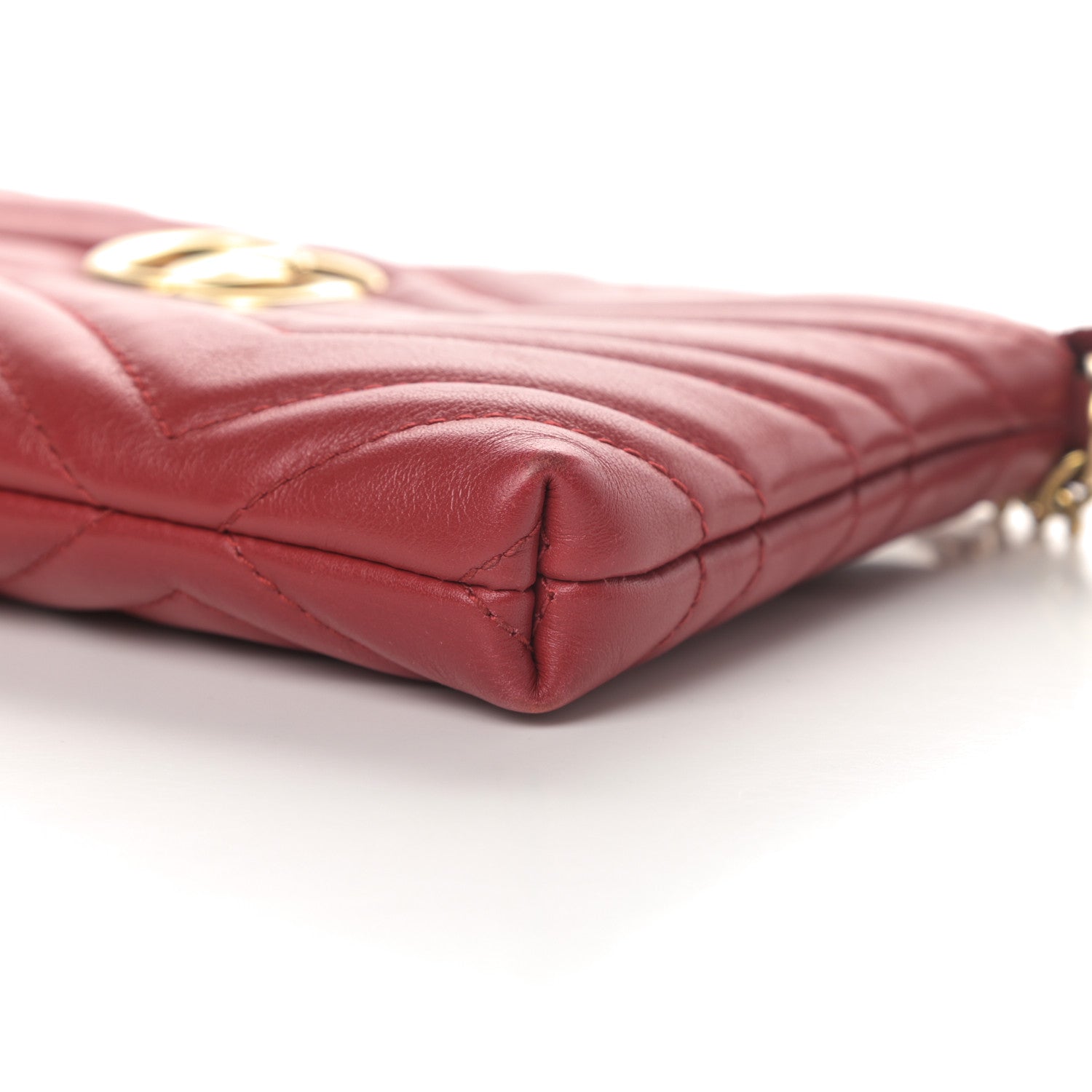 Gucci Calfskin Matelasse Mini GG Marmont Chain Bag Hibiscus Red 10 of 12