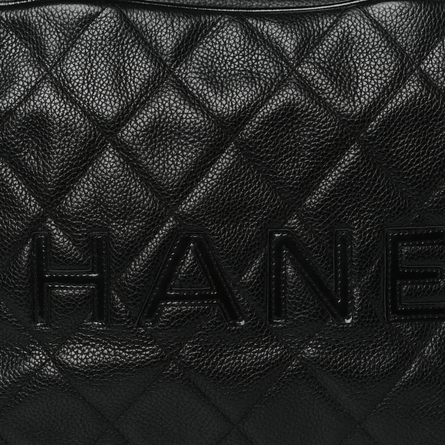 Caviar Patent Quilted Large Bowler Black