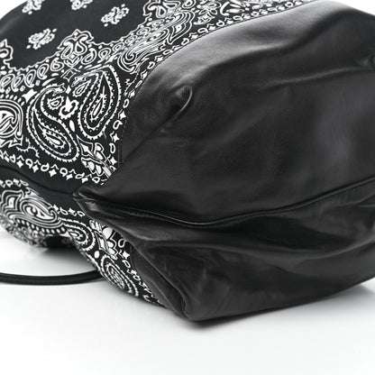 Saint Laurent Canvas Calfskin Bandana Teddy Drawstring Bag Black 8 of 9