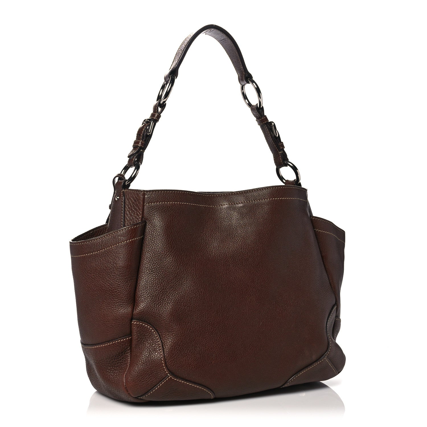 Prada Vitello Daino Side Pocket Hobo Bruciato 3 of 20