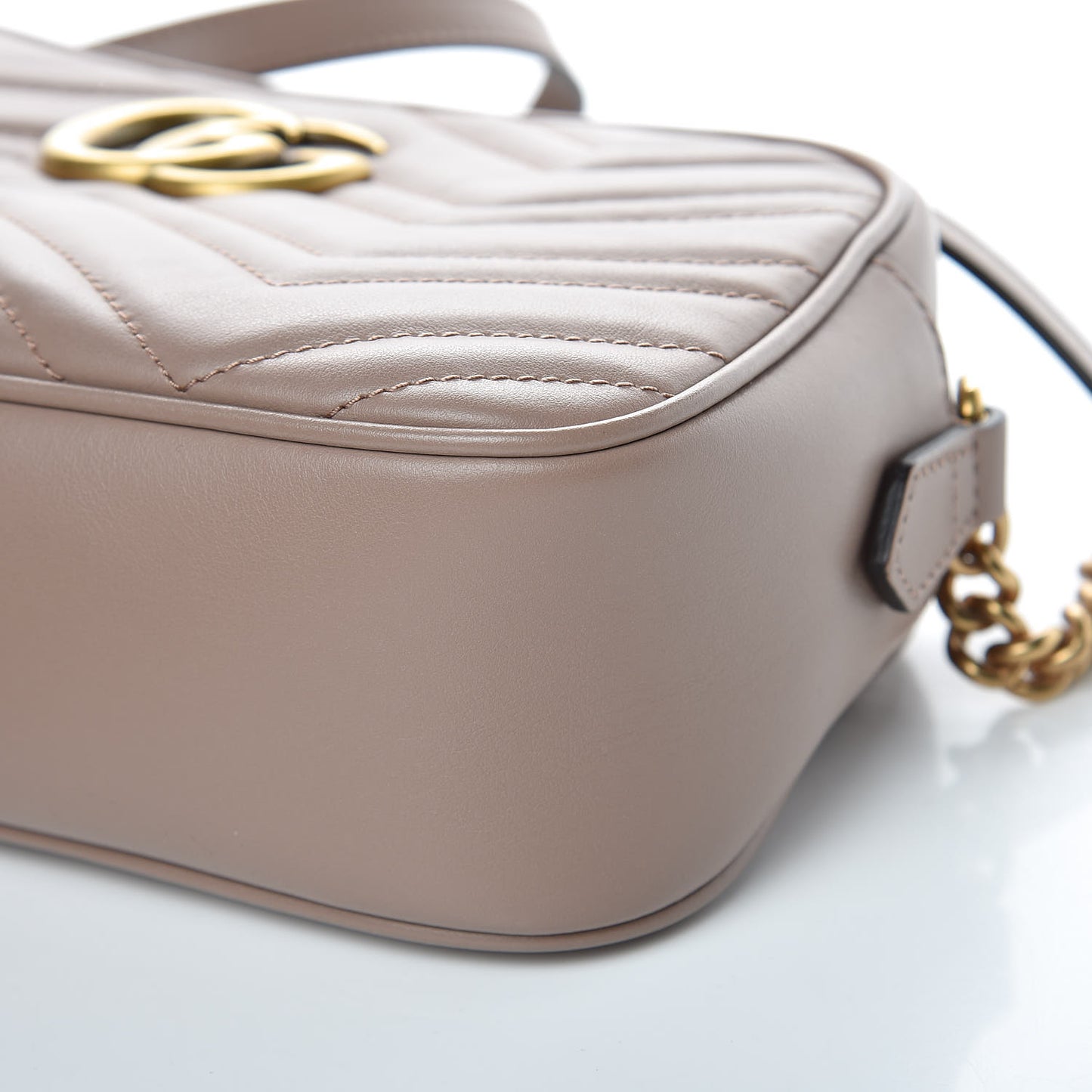 Calfskin Matelasse Small GG Marmont Chain Shoulder Bag Taupe