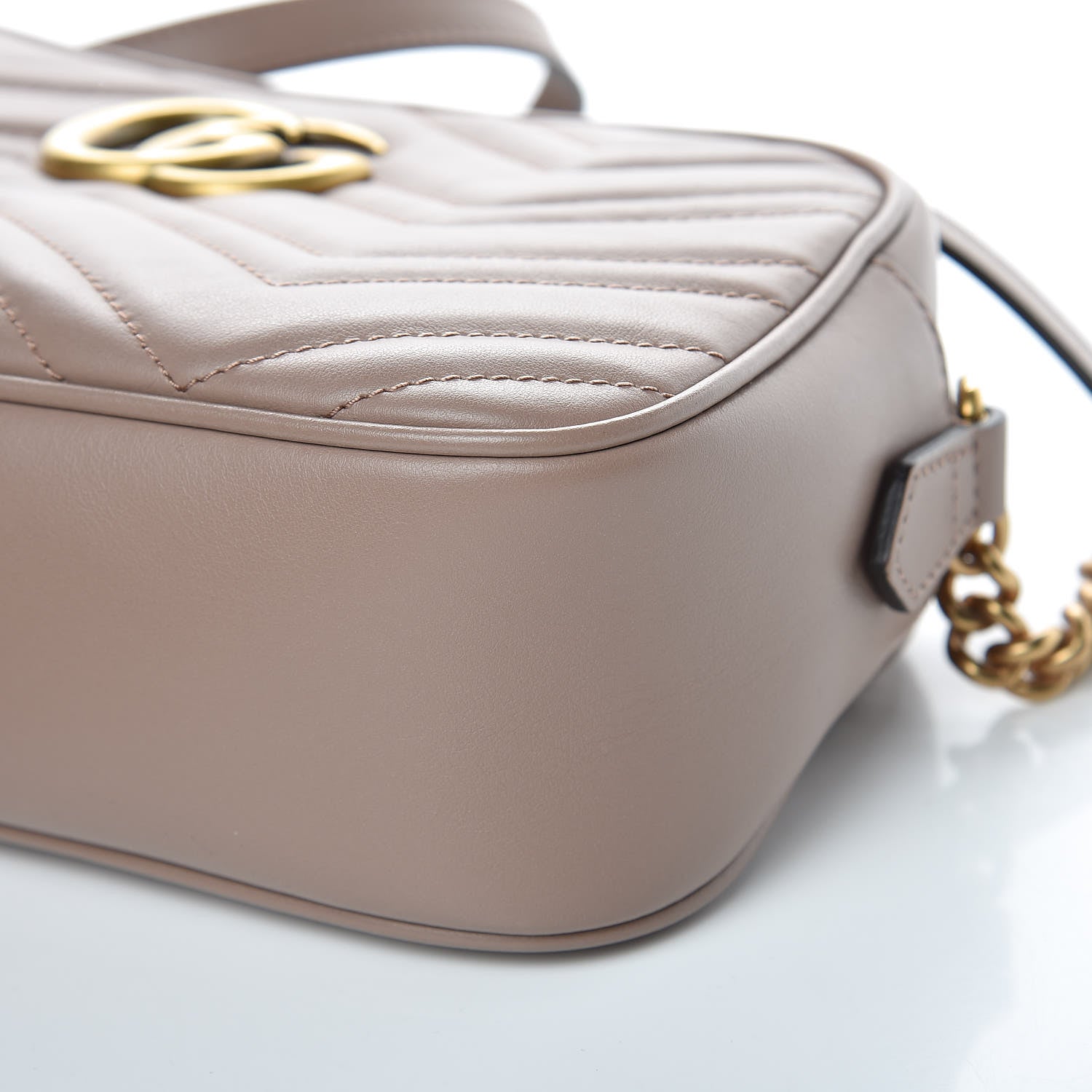 Gucci Calfskin Matelasse Small GG Marmont Chain Shoulder Bag Taupe 9 of 9