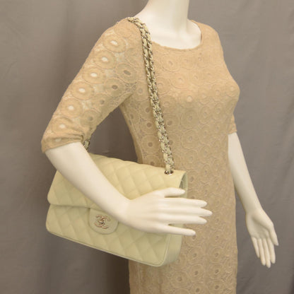 Chanel Caviar Jumbo Double Flap Blanc Fonce 2 of 8
