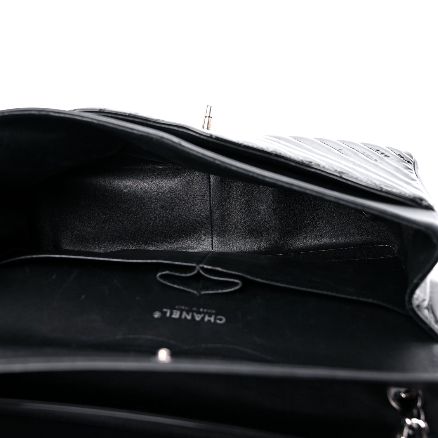 Chanel Patent Chevron Quilted Jumbo Double Flap Black 4 of 18