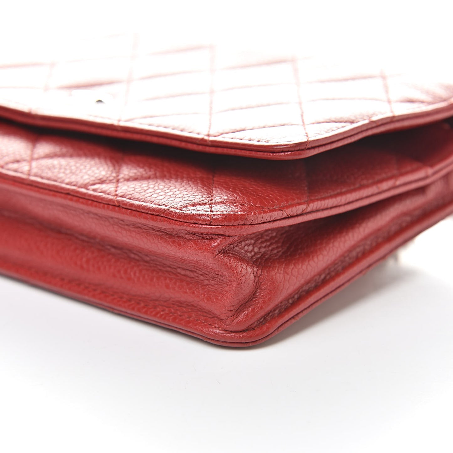 Caviar Quilted Wallet On Chain WOC Dark Red