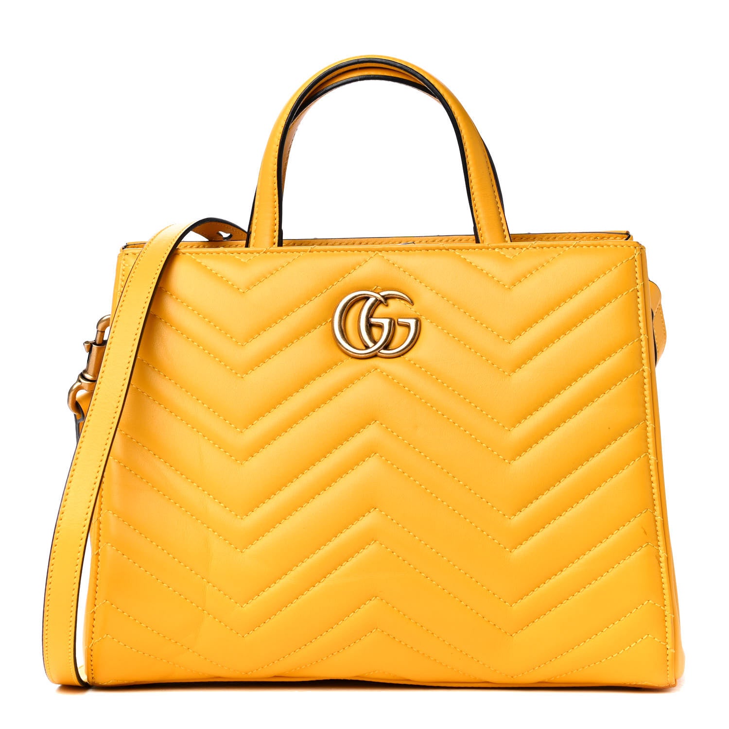 Gucci Calfskin Matelasse Small GG Marmont Tote Stone Topaz 1 of 4
