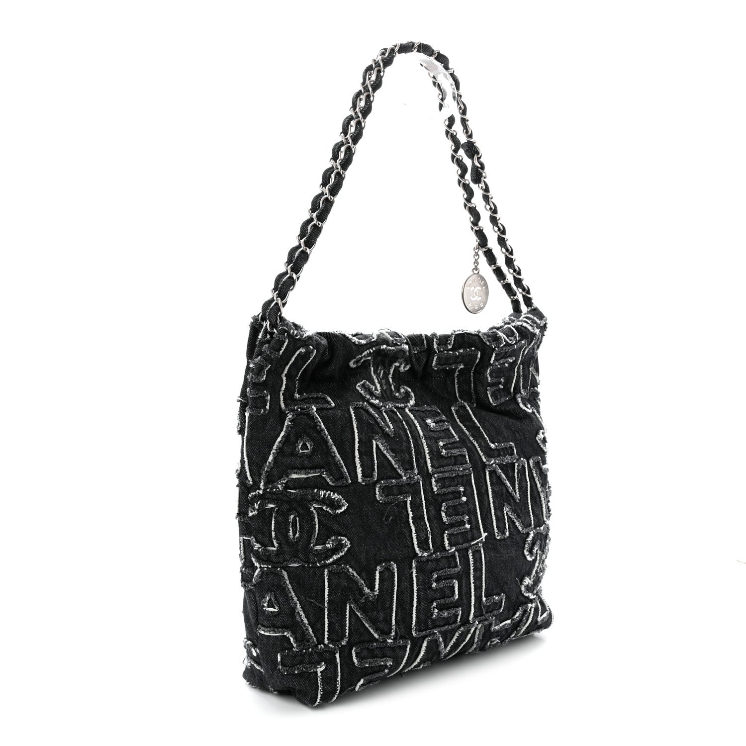Chanel Denim Patchwork Quilted Small Chanel 22 Black 4 of 11