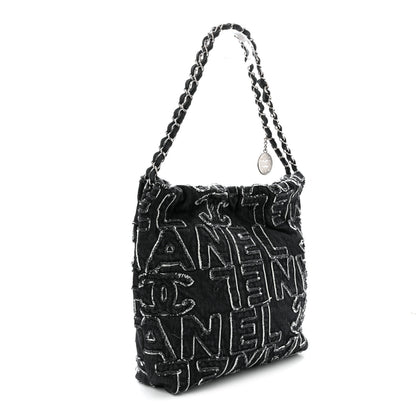 Chanel Denim Patchwork Quilted Small Chanel 22 Black 4 of 11