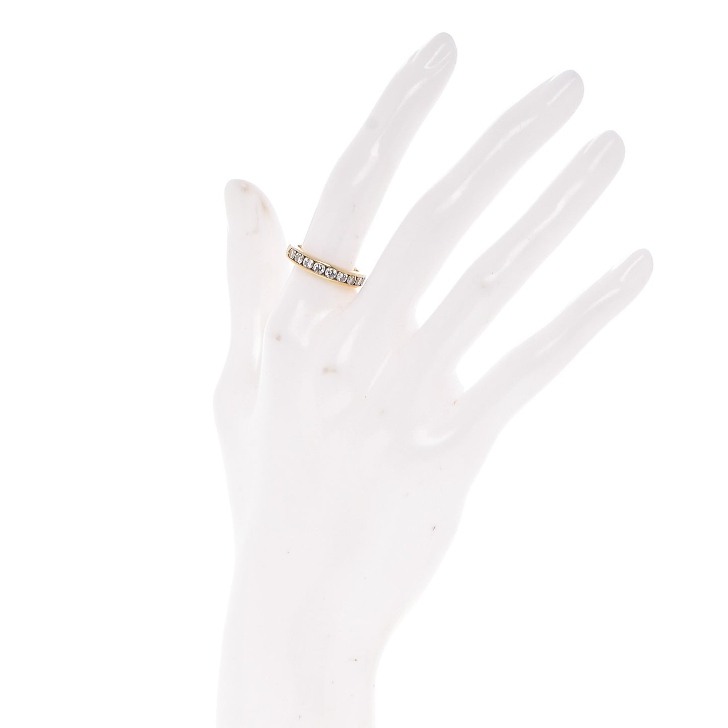 18K Yellow Gold Diamond Half Circle Wedding Band Ring 6
