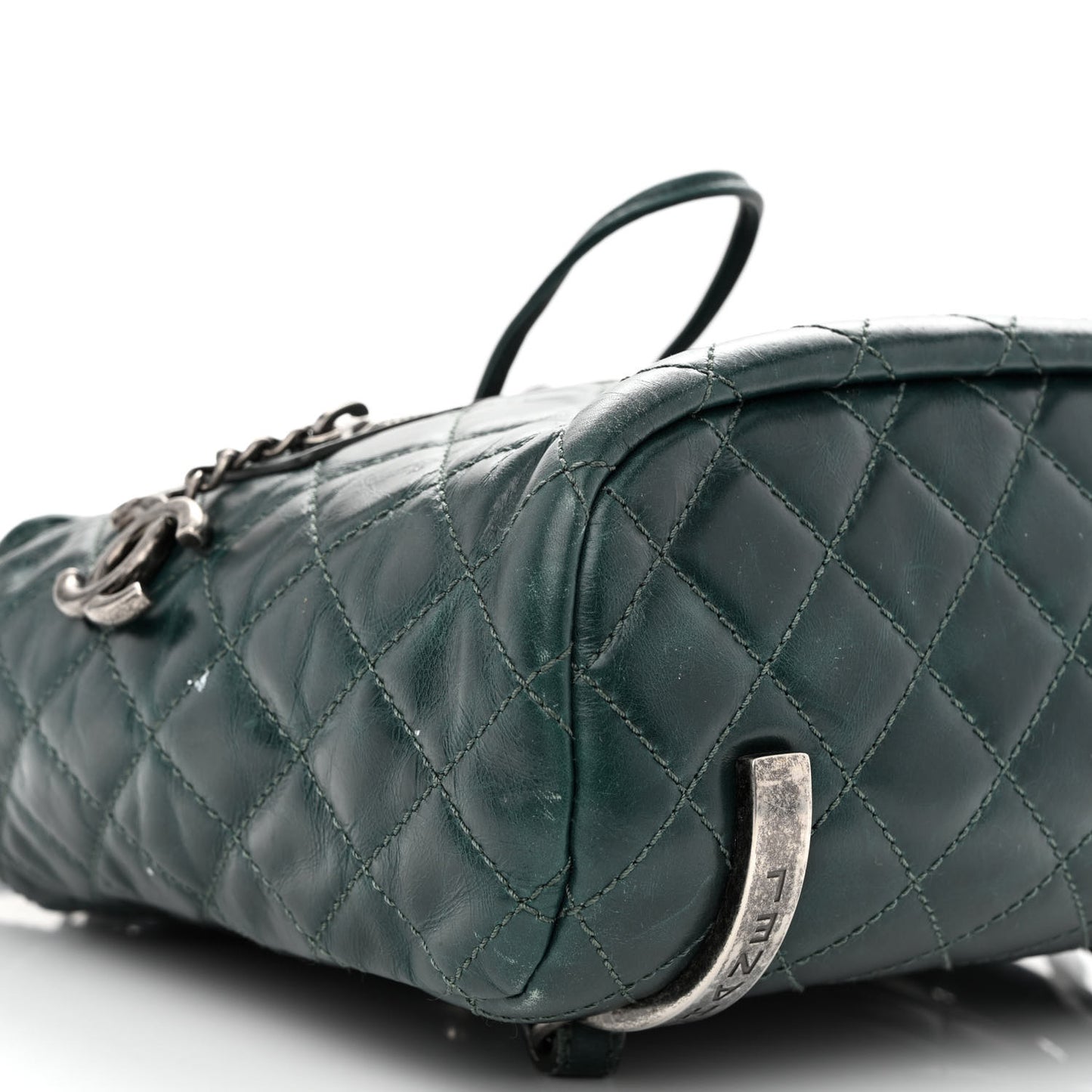 Glazed Calfskin Quilted Small Salzburg Mountain Backpack Dark Green