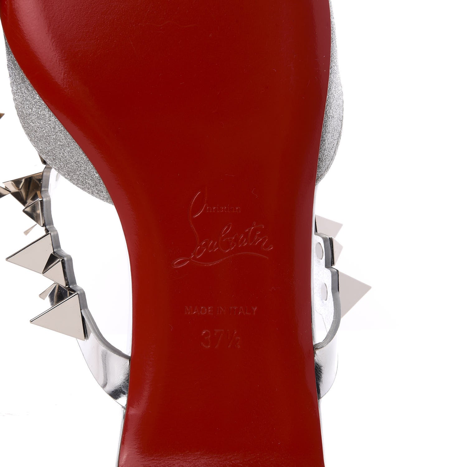 Christian Louboutin Mini Glitter Planet Choc Flat Mules 37.5 Silver 9 of 9