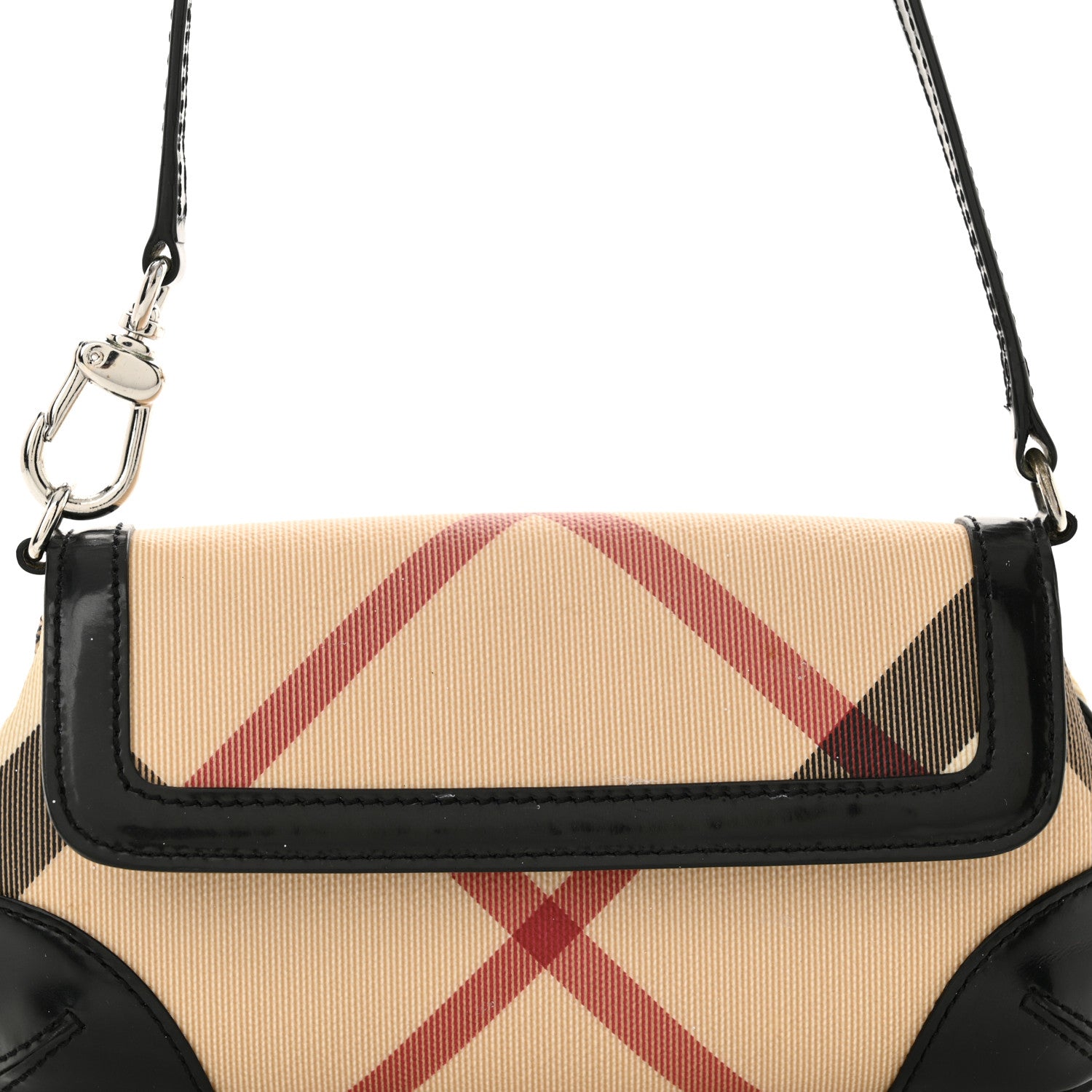 Burberry Nova Check Patent Calfskin Flap Shoulder Bag Black 8 of 13