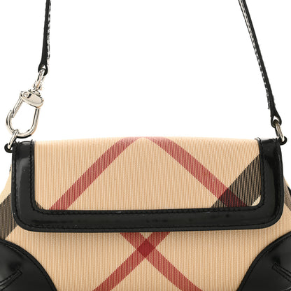 Burberry Nova Check Patent Calfskin Flap Shoulder Bag Black 8 of 13