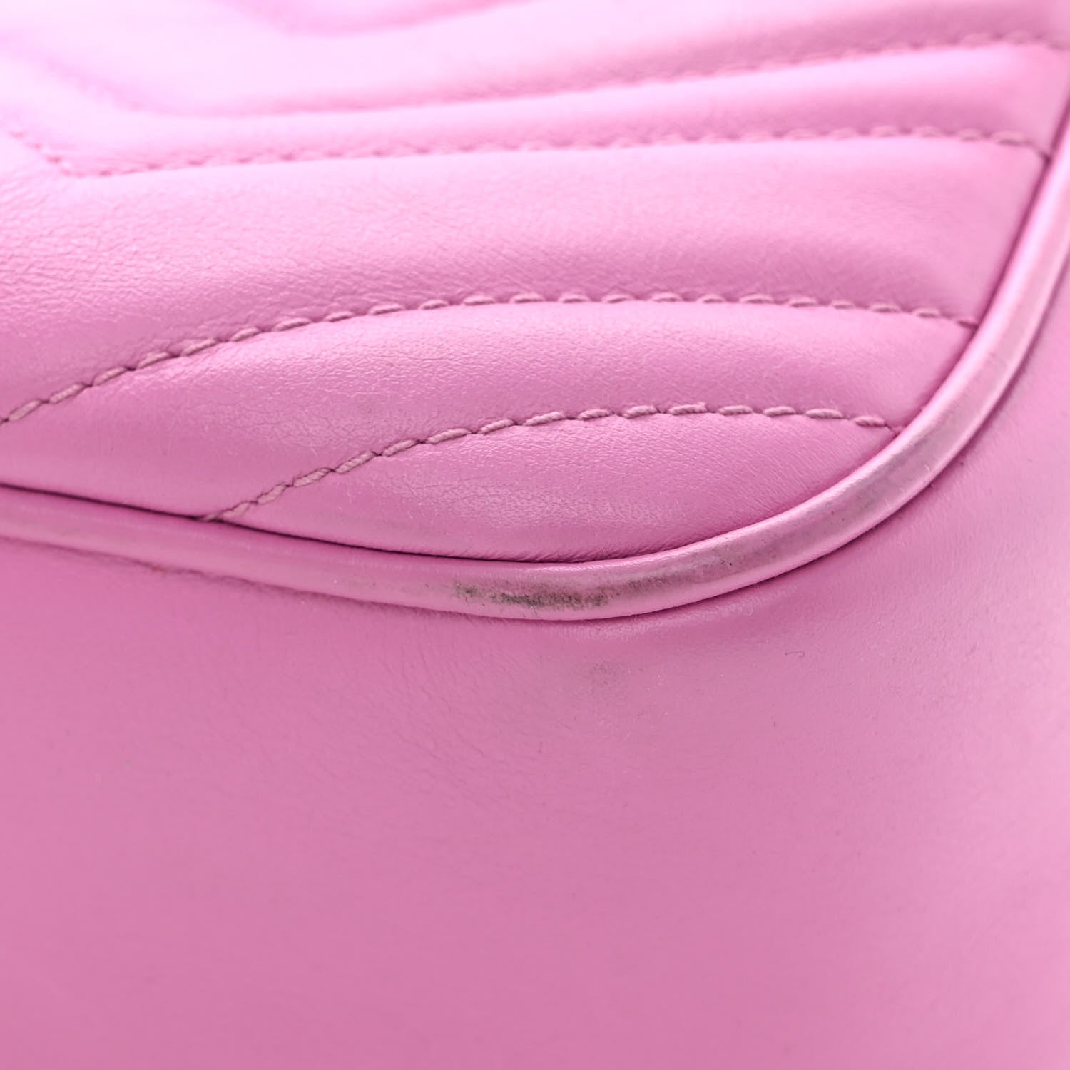 Gucci Calfskin Matelasse Small GG Marmont Chain Shoulder Bag Candy Mousse 11 of 13
