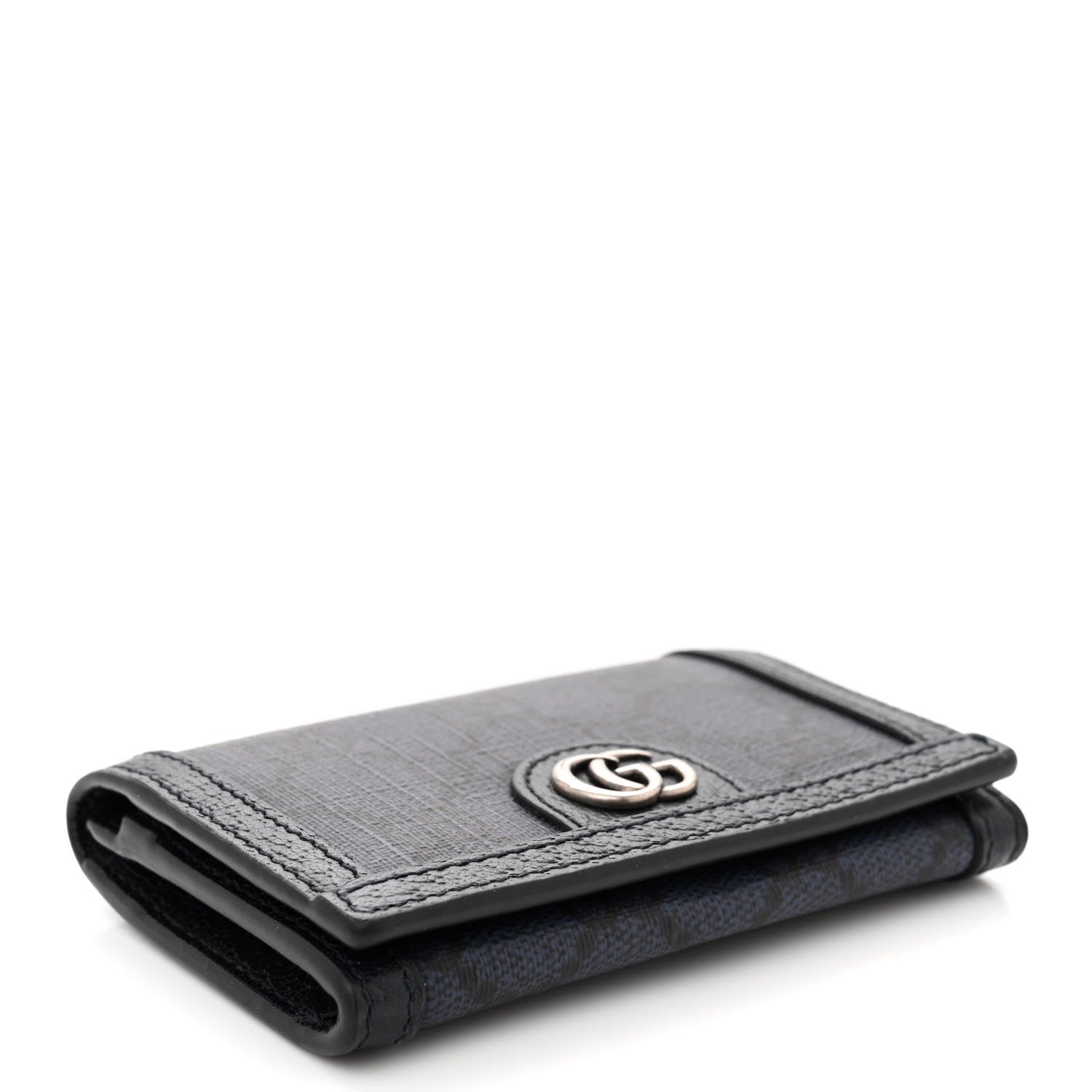 Gucci GG Supreme Monogram Textured Dollar Calfskin Card Case Blue Dark Blue 4 of 8