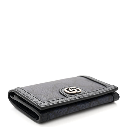 Gucci GG Supreme Monogram Textured Dollar Calfskin Card Case Blue Dark Blue 4 of 8