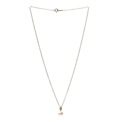 Mikimoto 18K Yellow Gold Diamond Akoya Pearl 7mm Drop Pendant Necklace 3 of 5
