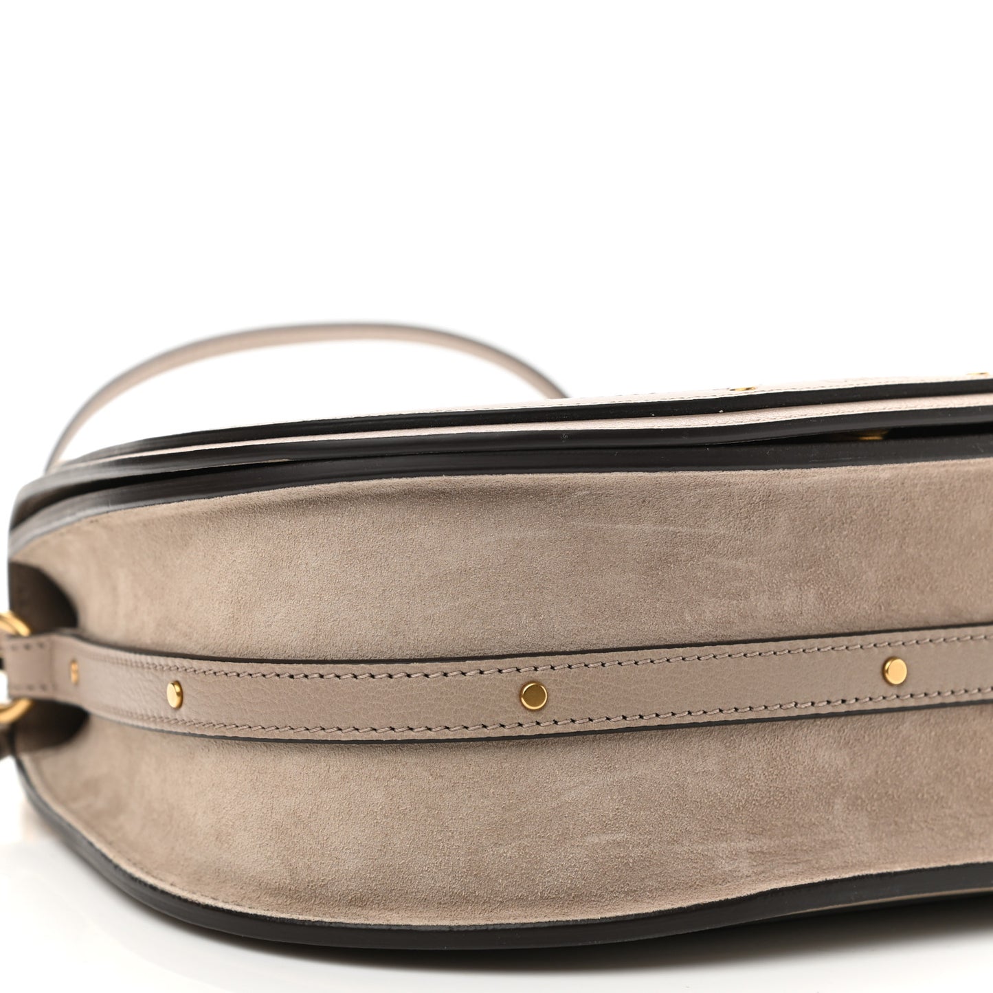 Calfskin Suede Medium Nile Bracelet Bag Motty Grey