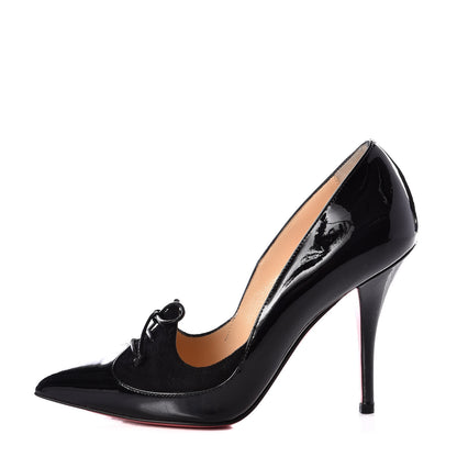 Christian Louboutin Patent Veau Velours Queue De Pie 100 Pumps 35 Black 1 of 21