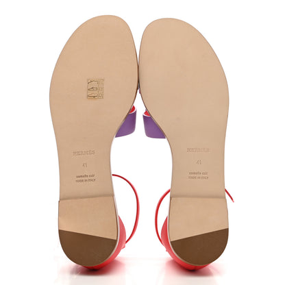 Hermes Calfskin Santorini Sandals 41 Violet Parme Rouge 5 of 9