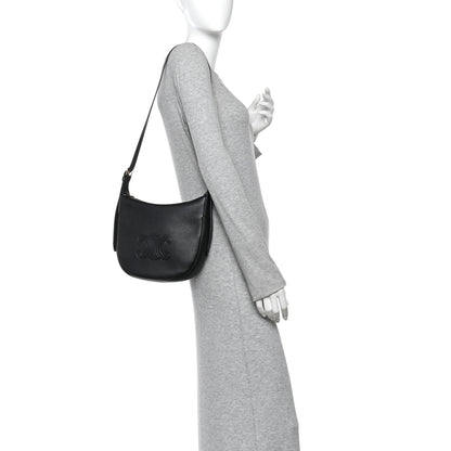 Celine Supple Calfskin Cuir Triomphe Small Heloise Shoulder Bag Black 2 of 11