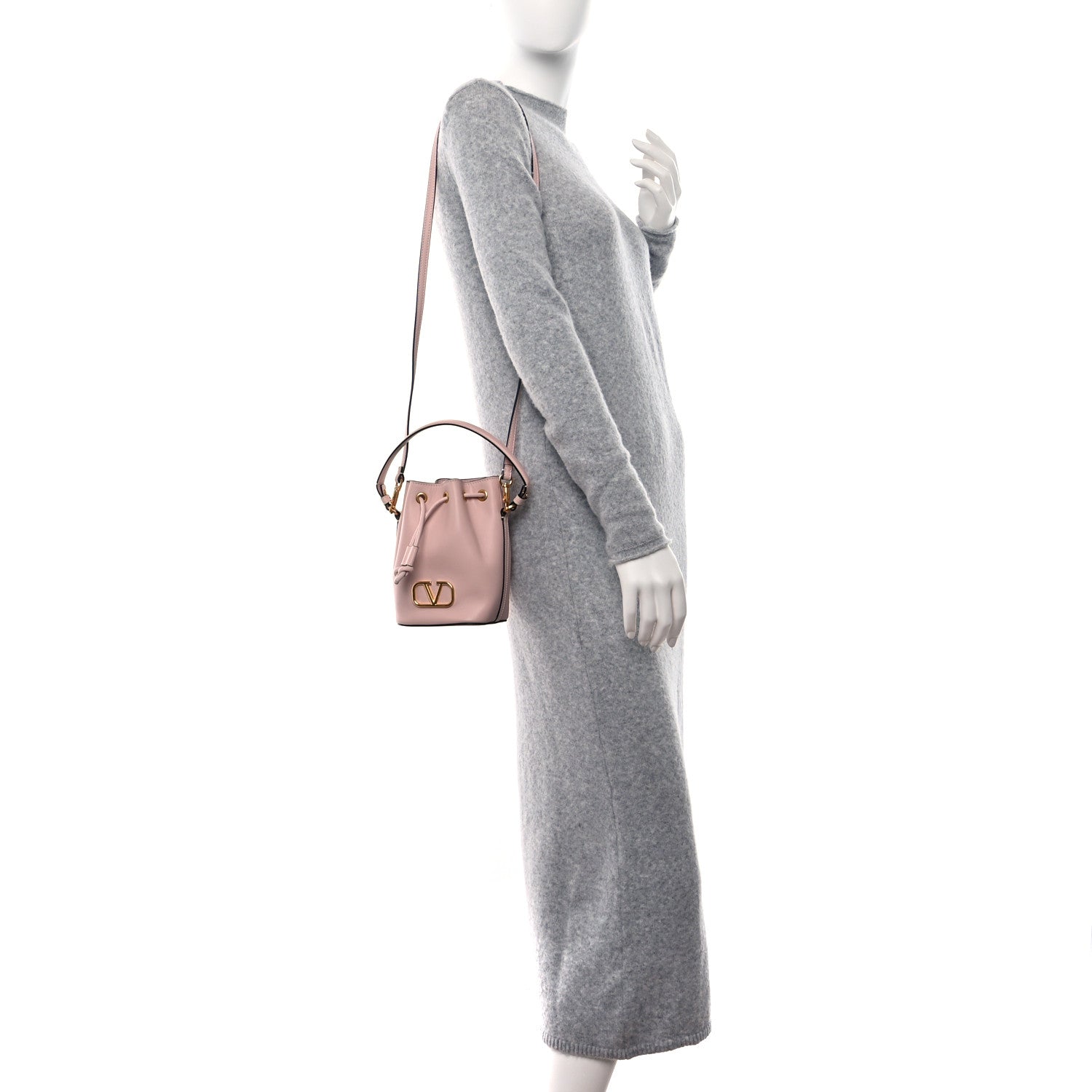 Valentino Garavani Nappa Mini VLogo Signature Bucket Bag Water Lilac 2 of 9