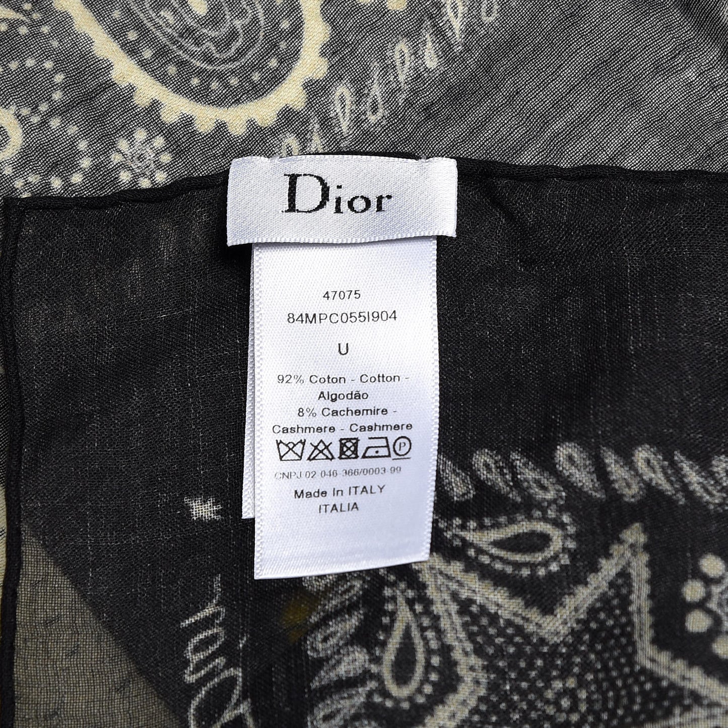 Cotton Cashmere Tarot Motherpeace Square Scarf Black Multi