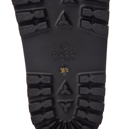 Gucci Metallic Calfskin Web Platform Sandal 38.5 Black 6 of 7