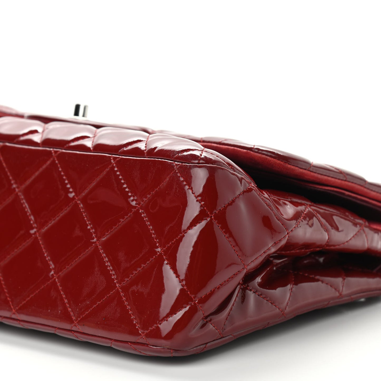 Patent Quilted Jumbo Double Flap Dark Red
