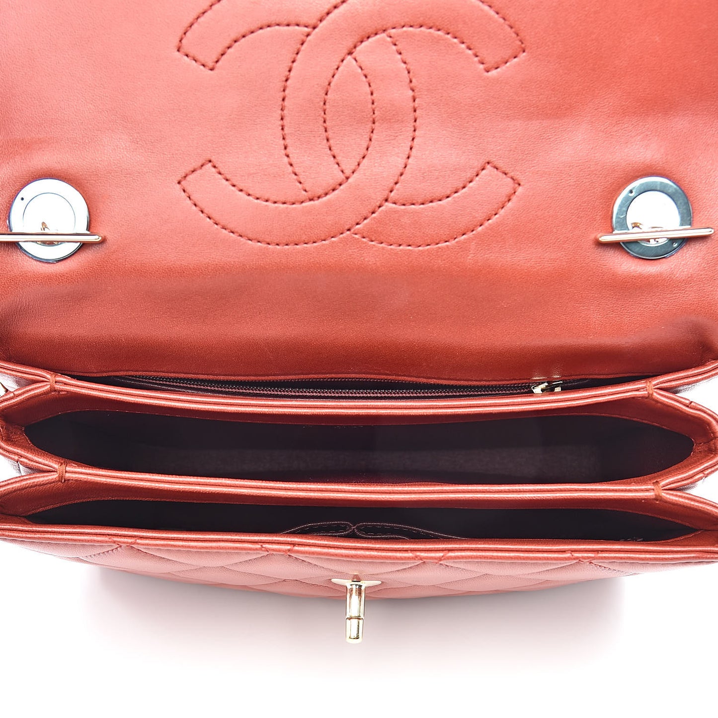 Lambskin Quilted Small Trendy CC Flap Dual Handle Bag Red