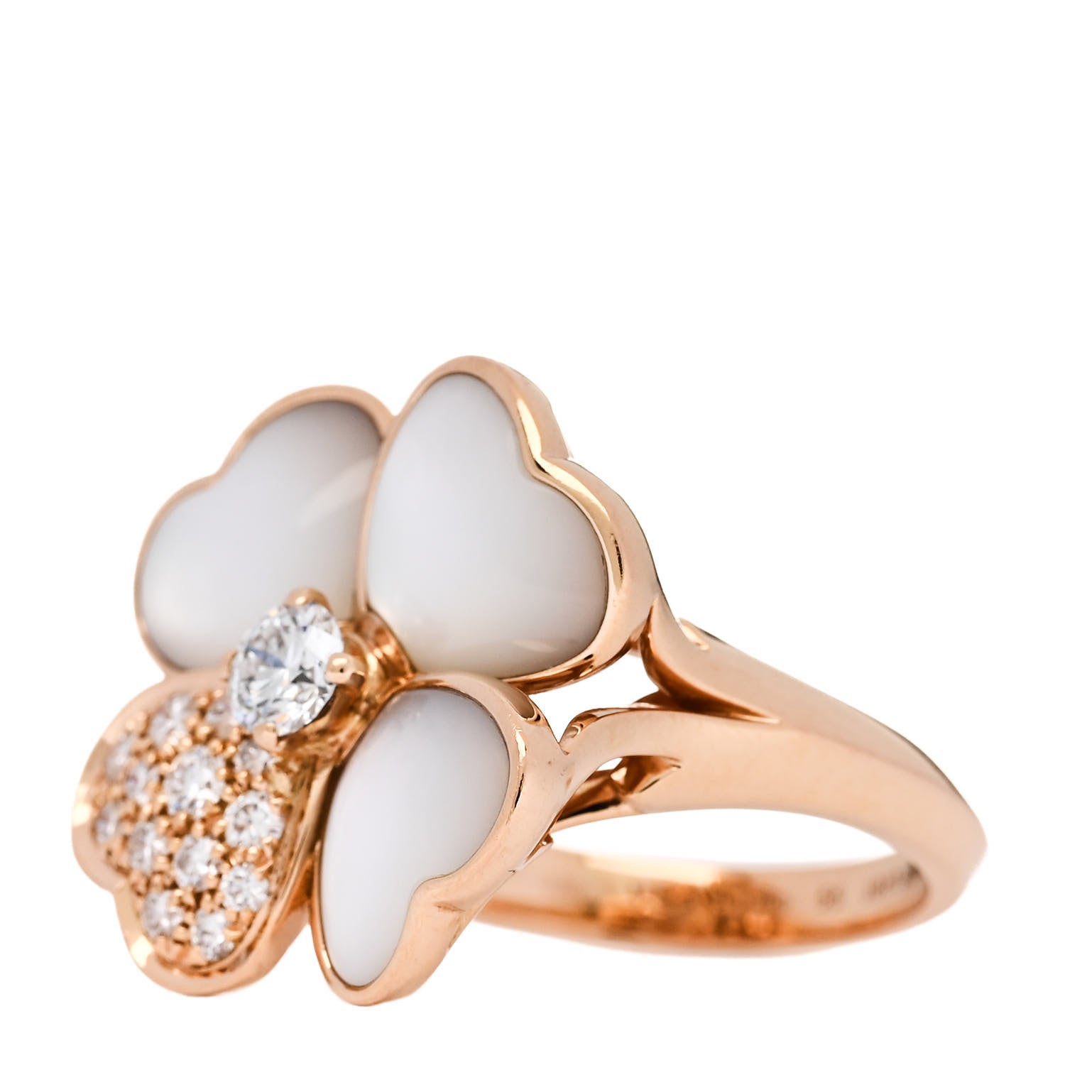 Van Cleef & Arpels 18K Rose Gold Mother of Pearl Diamond Medium Cosmos Ring 55 7.25 3 of 6