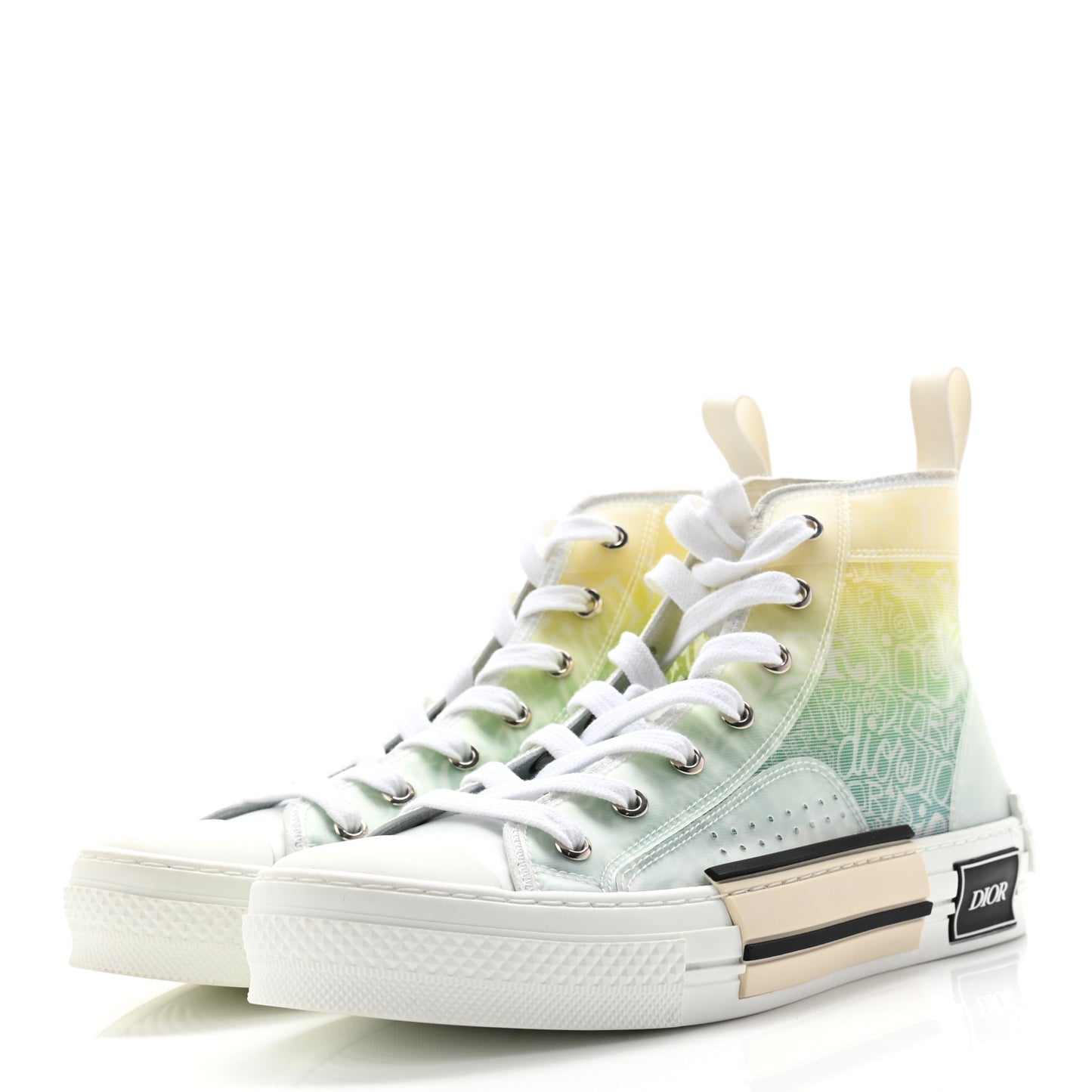 X SHAWN STUSSY Technical Canvas Dior All Over Mens B23 High Top Sneakers 39 Green Beige