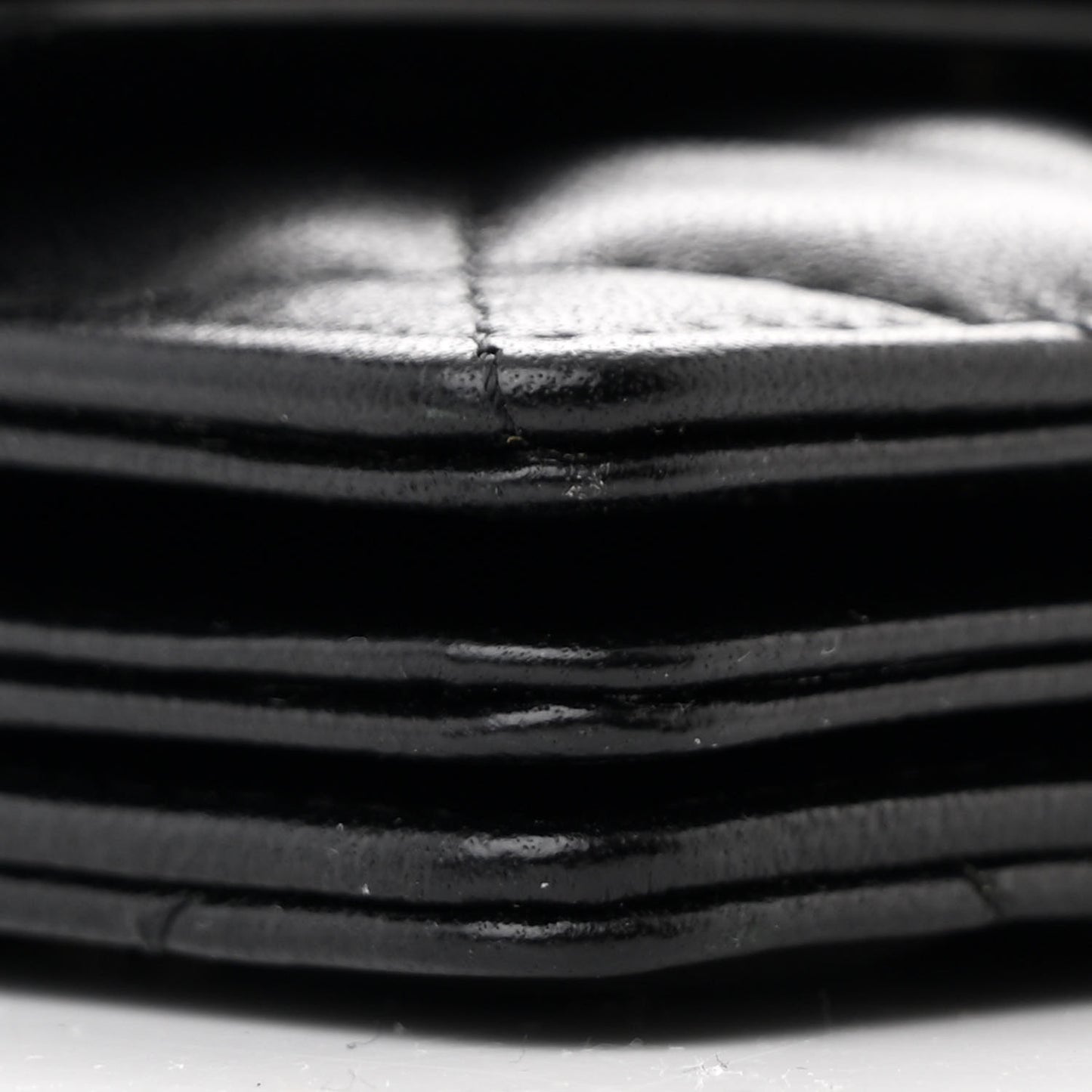 Lambskin Quilted Camellia Card Holder On Chain Black