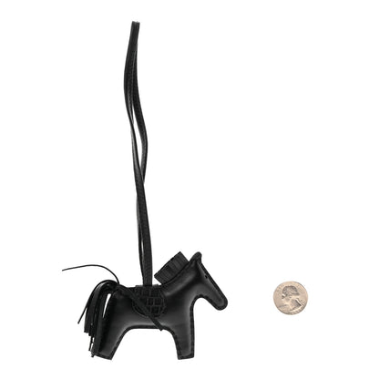 Hermes Milo Lambskin Matte Alligator Touch Grigri Rodeo Horse Bag Charm PM So Black 2 of 6