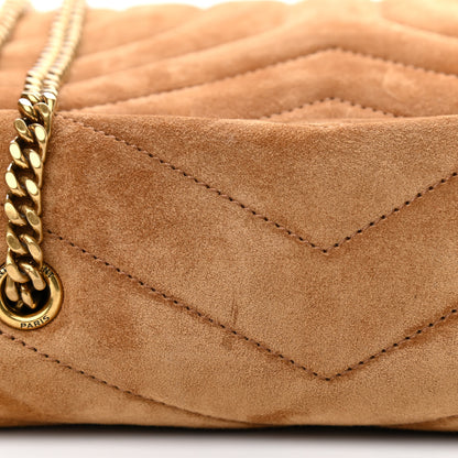 Saint Laurent Suede Calfskin Y Quilted Monogram Small Loulou Chain Satchel Cinnamon 11 of 12