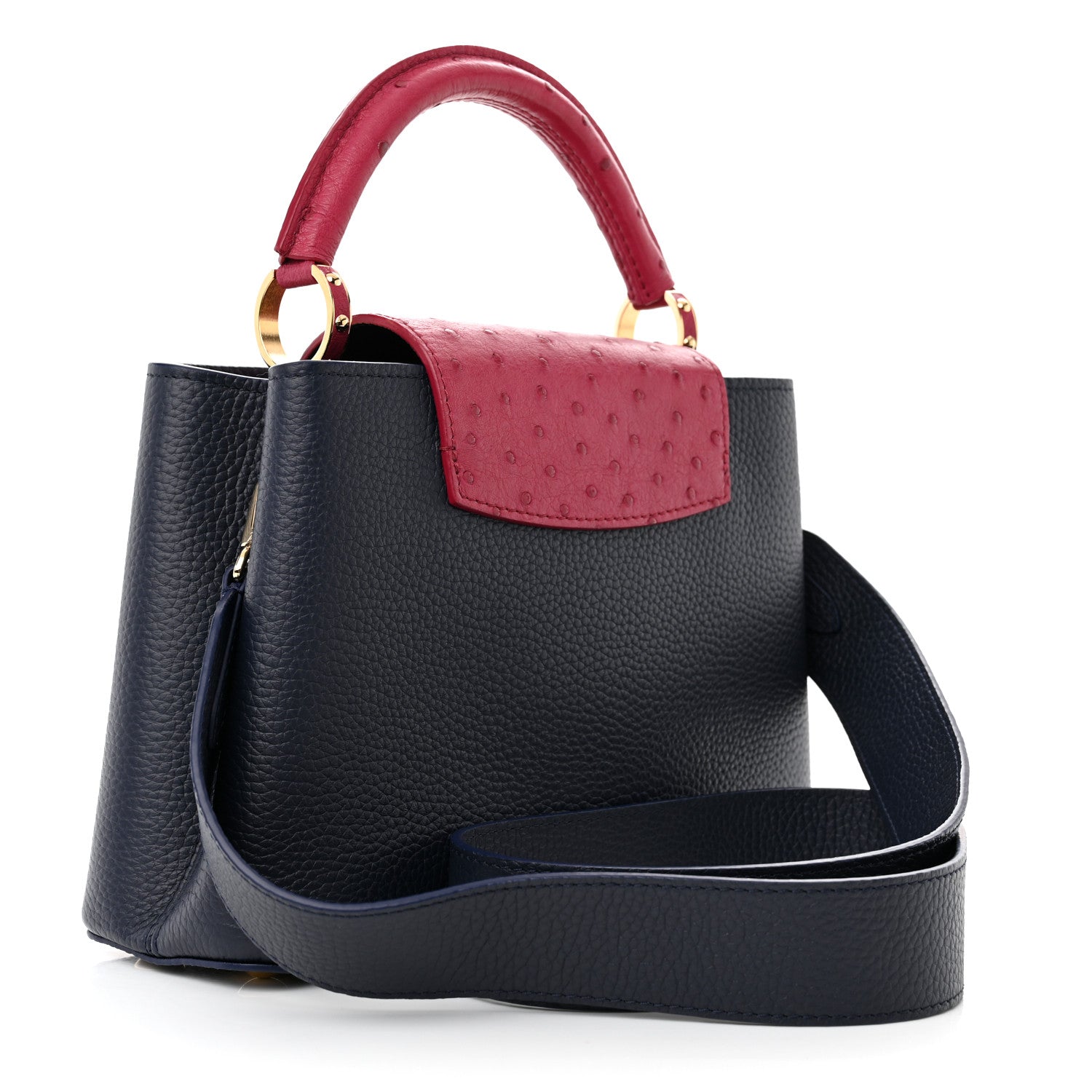 Louis Vuitton Ostrich Capucines BB Bleu de France Berry Red 3 of 9