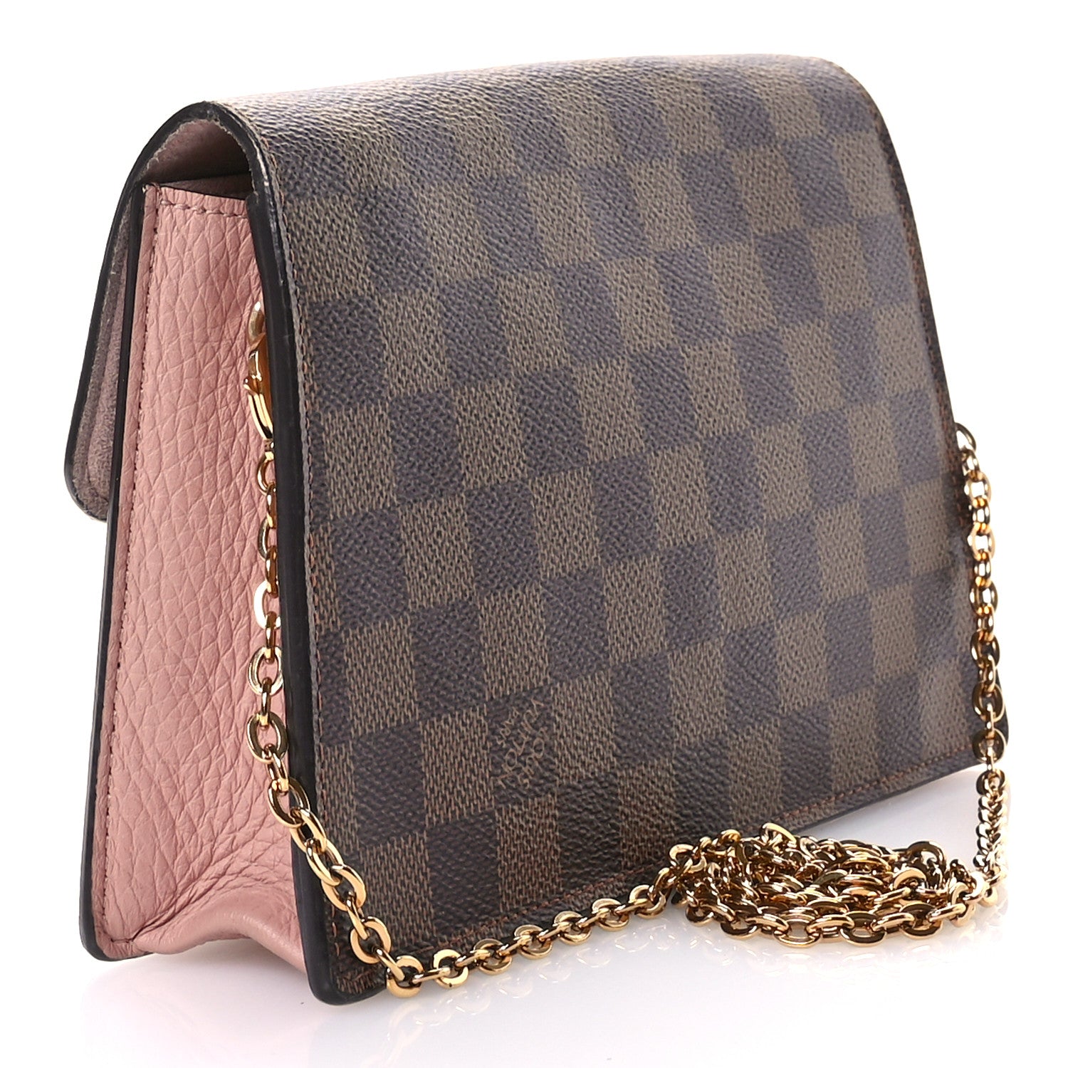 Louis Vuitton Damier Ebene Croisette Chain Wallet Magnolia 3 of 11