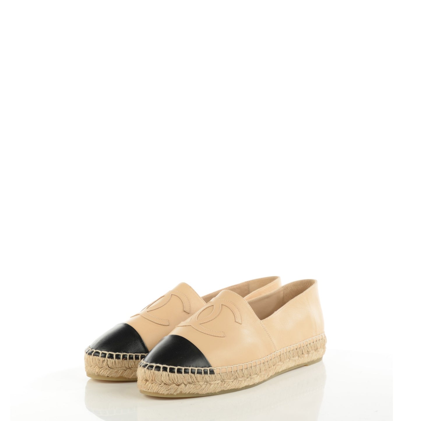 Lambskin CC Espadrilles 38 Beige Black