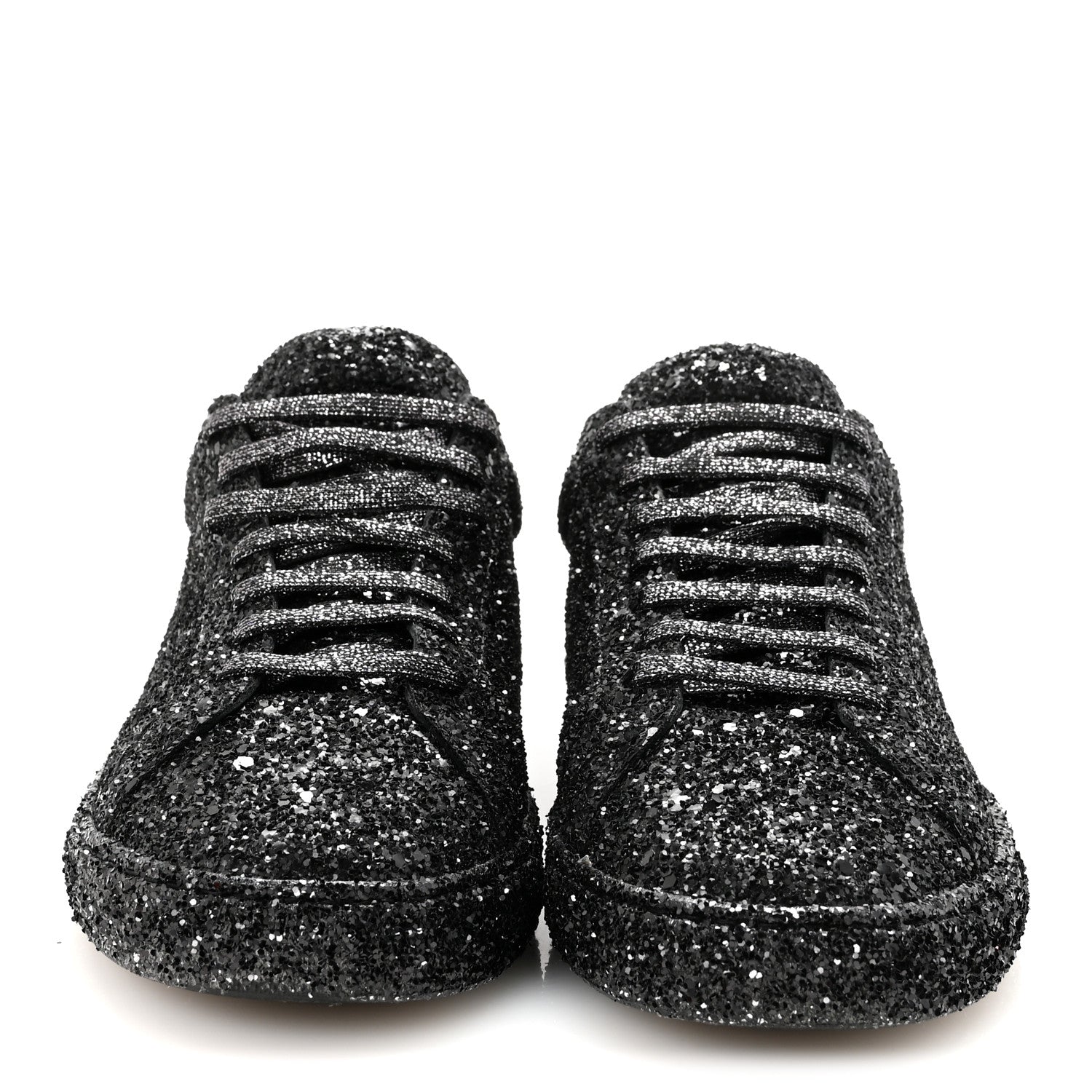 Saint Laurent Calfskin Crystal Glitter Andy Sneakers 38.5 Black 7 of 20