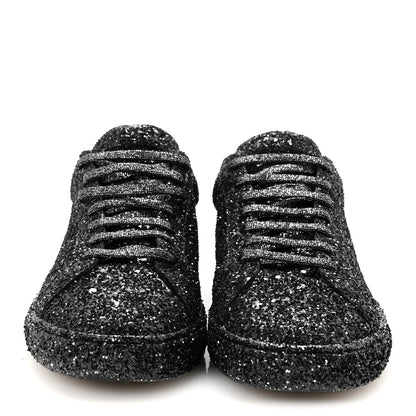 Saint Laurent Calfskin Crystal Glitter Andy Sneakers 38.5 Black 7 of 20