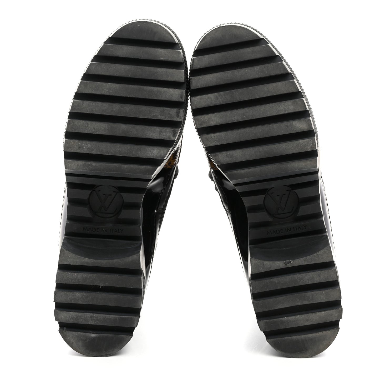 Suede Calfskin Crocodile Embossed Patent Monogram Laureate Platform Desert Boots 35 Black