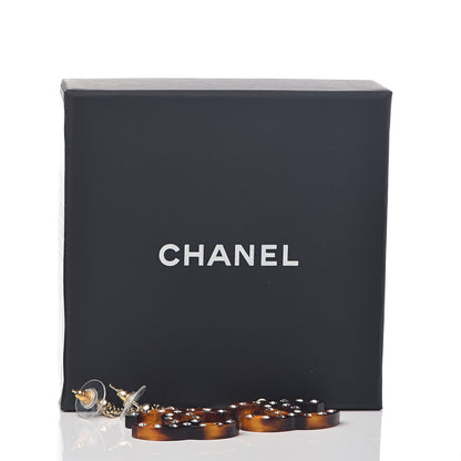Chanel CC Crystal Drop Earrings Tortoise 5 of 5