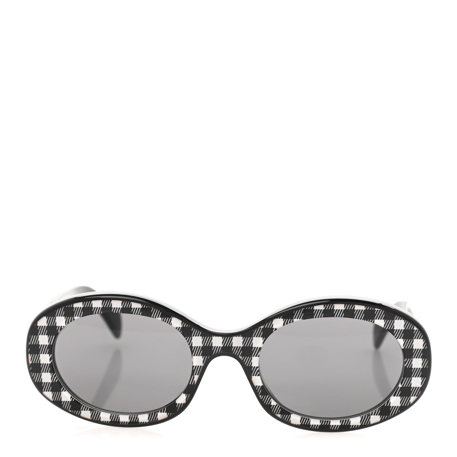 Celine Acetate Triomphe 01 Gingham Sunglasses CL 40194U Black White Smoke 2 of 8
