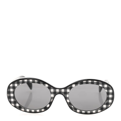 Celine Acetate Triomphe 01 Gingham Sunglasses CL 40194U Black White Smoke 2 of 8
