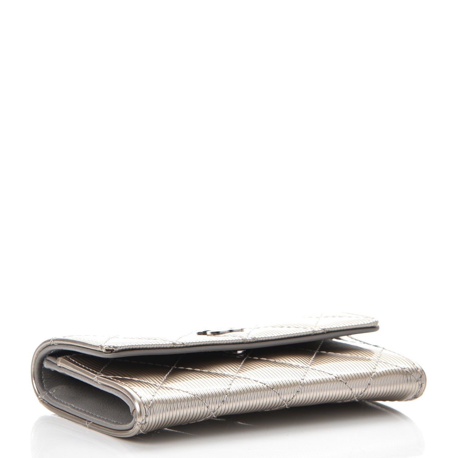 Chanel Striated Patent Quilted Card Holder Beige 4 of 9