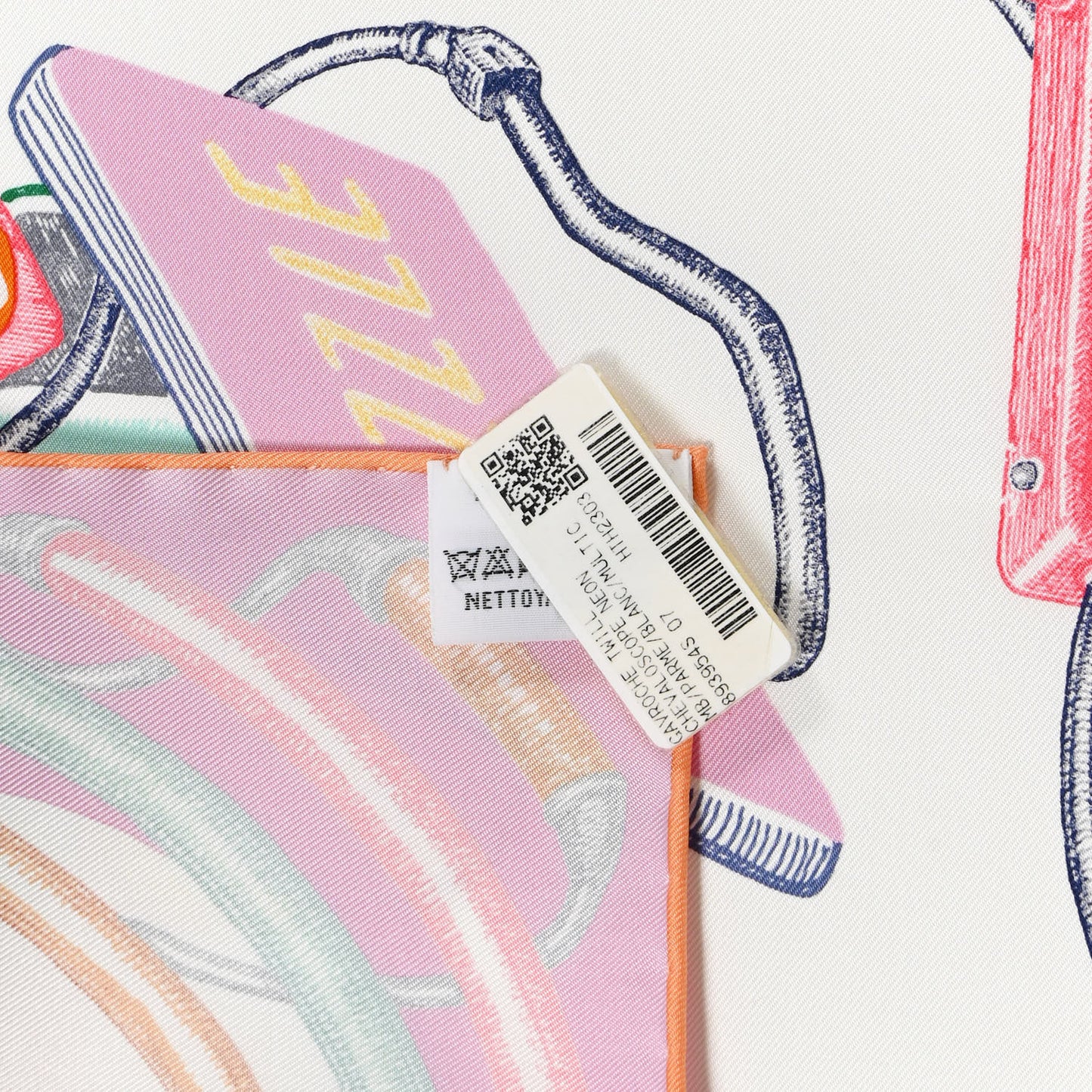 Silk Gavroche Chevaloscope Scarf 45 Neon Parme White Multicolor