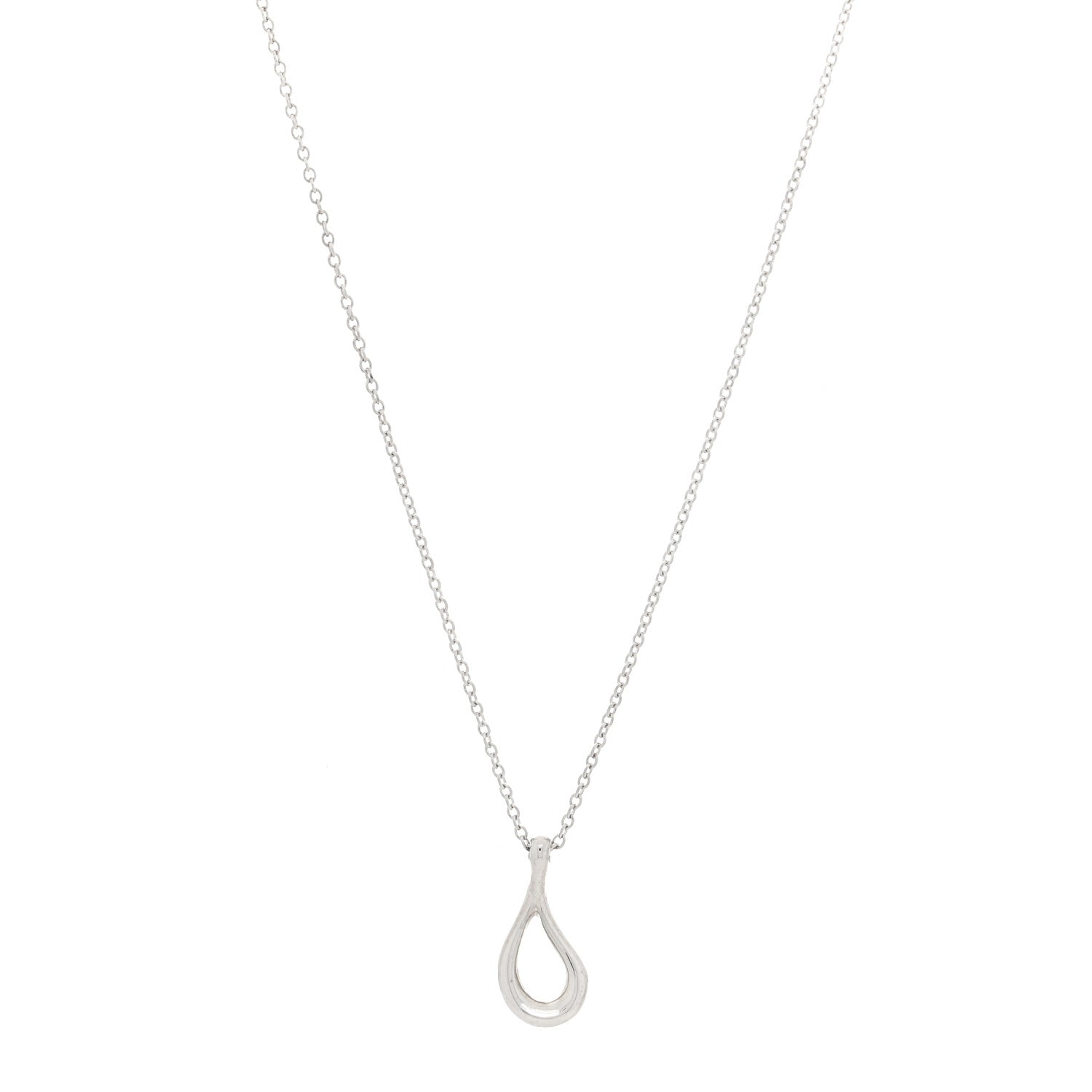 Tiffany Sterling Silver Elsa Peretti Open Tear Drop Pendant Necklace 1 of 5