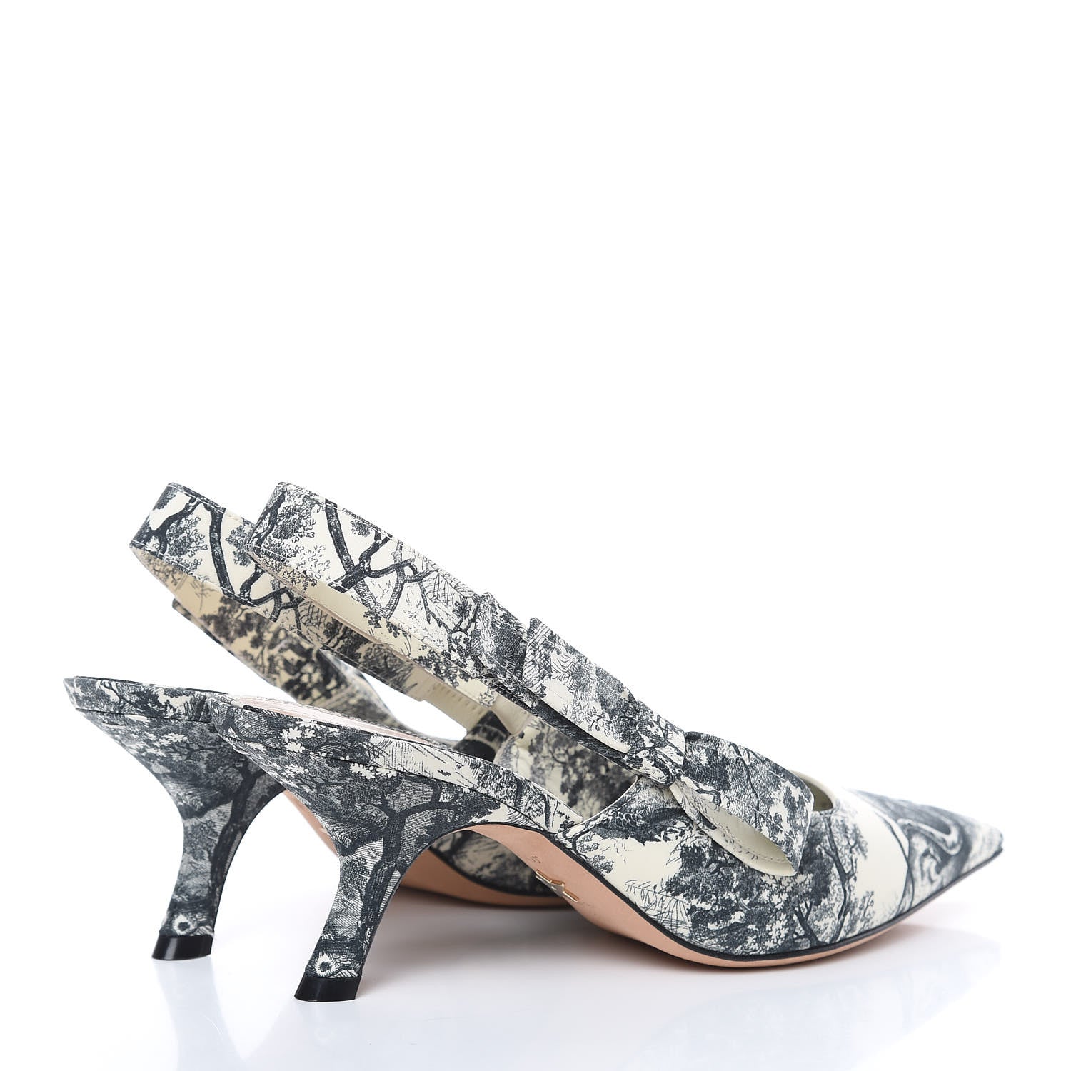 Christian Dior Toile De Jouy Sweet D Slingback Pumps 39.5 Off White Black 4 of 9