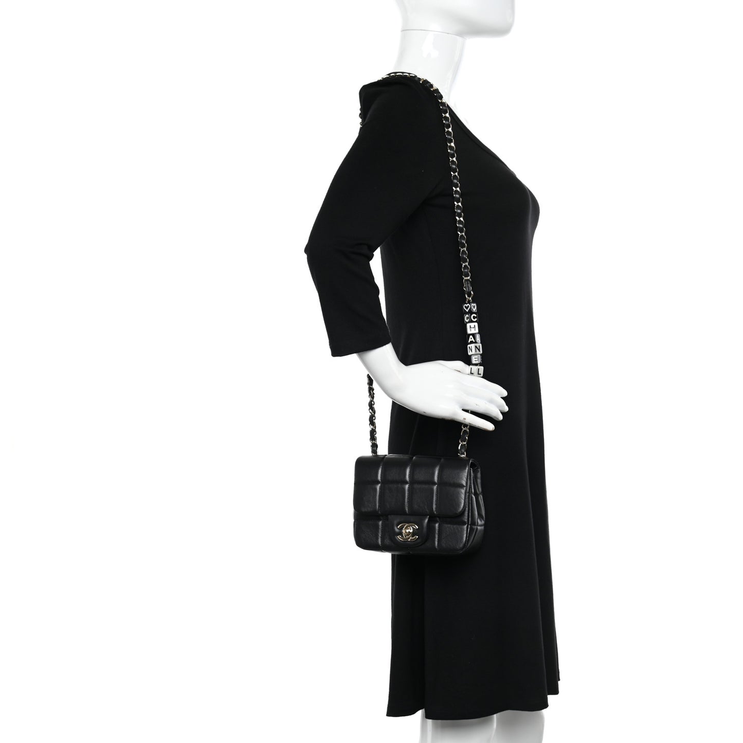 Lambskin Resin Crystal Square Quilted Mini Monacoco Flap Black